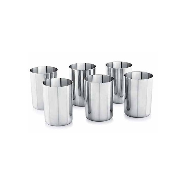 MI-CHEF Stainless Steel Mirror Finish Circle Shape Heavy Gauge Glass Set of 6 Pcs